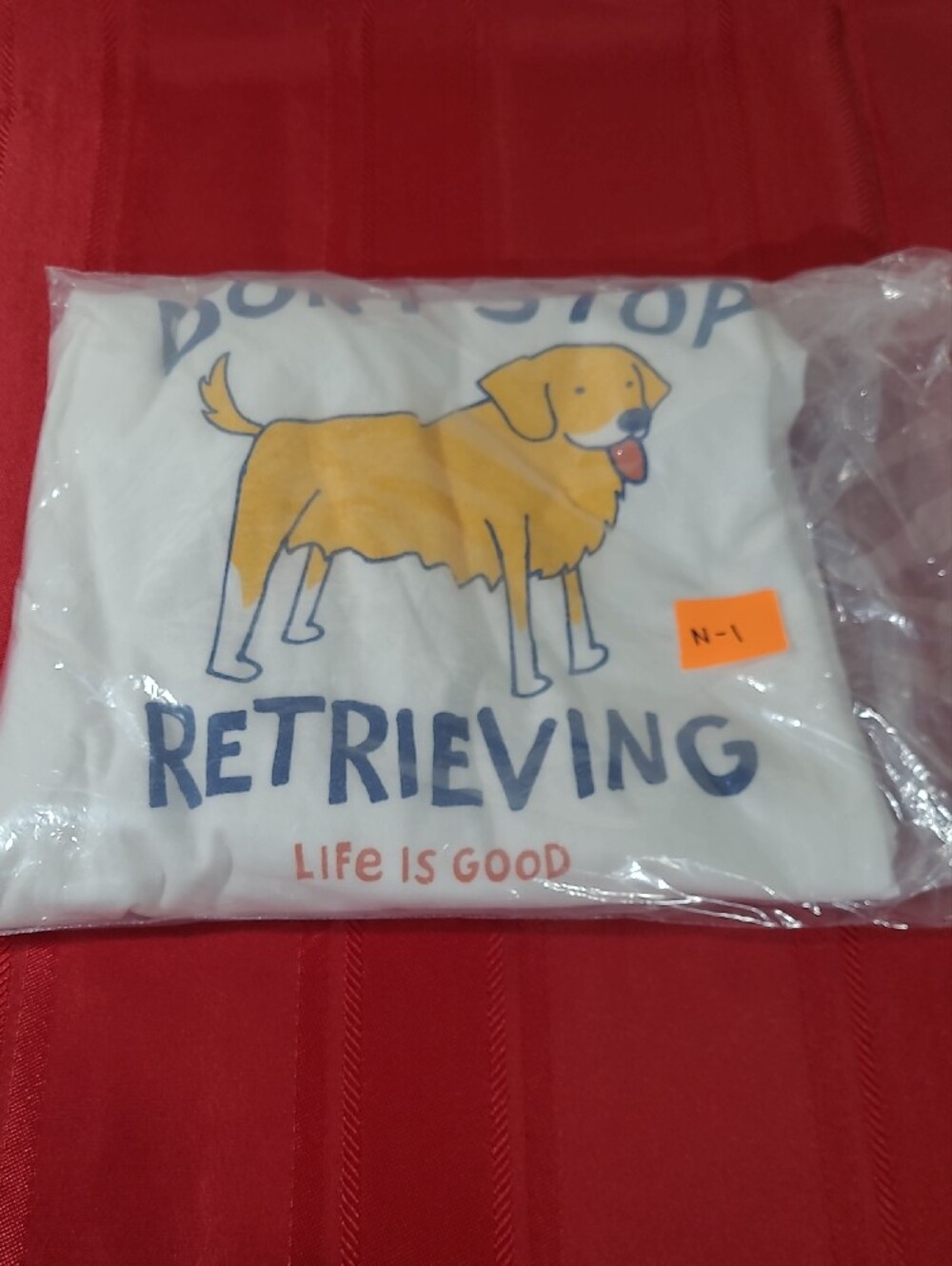 Life Is Good White Tee with Yellow Retriever Graphic, Dog Print - Picture 8 of 8